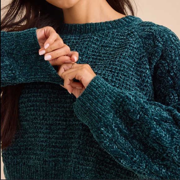 Pink Rose Sweaters - Pink Rose Teal Cable Knit Sweater